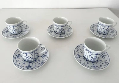 Form Marienbad Ingres Weiss 5 x Tasse + Untertasse Indisch Blau Strohblume - Bild 1 von 2