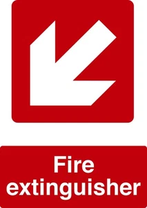 Fire Extinguisher Down Left Red Fire Signage Acrylic Vinyl Sign Sticker Safety - Picture 1 of 1