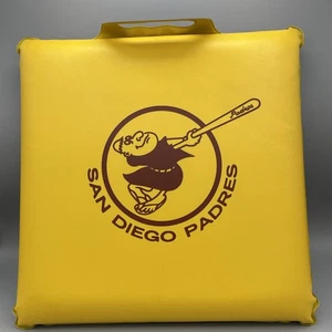 Cojín acolchado de asiento de estadio promocional vintage SAN DIEGO PADRES MLB amarillo SD - Imagen 1 de 3
