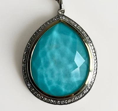 Ippolita Silver & 18K Gold Turquoise Diamond Pendant Necklace Chimera Rock Candy - Image 1 of 4