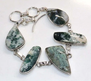 Edles Baum Achat 925 Silber vergoldet Armband 8" Bestes Geschenk für Frauen GW - Bild 1 von 3