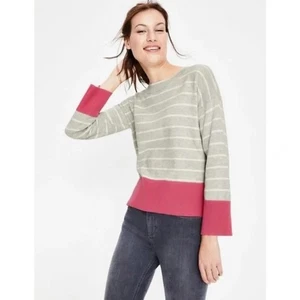 Boden Wolle Andrea Pullover gestreift Rundhalspullover grau rosa Größe S - Bild 1 von 8