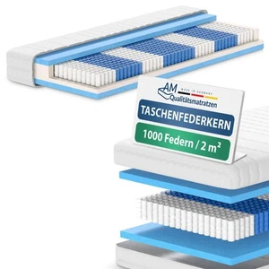 1000 Federn 7 Zonen Taschenfederkernmatratze 120x220 cm H4 120 x 220 cm 24 cm - Bild 1 von 7