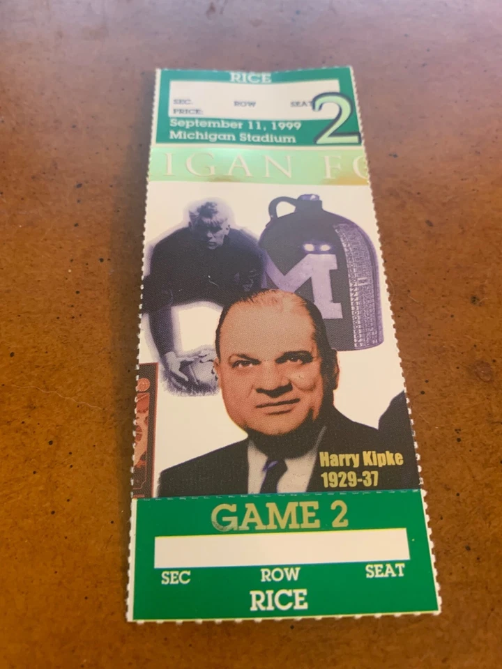 Boleto de fútbol americano 1999 Michigan Wolverines v Rice Owls Tom Brady Drew Henson  Foto 1 de 1