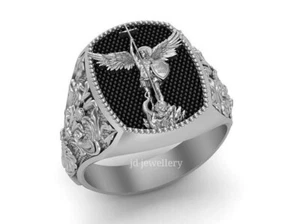 Archangel Saint Michael Silver Ring, Guardian Of Church St Michael, Religious - Picture 1 of 5