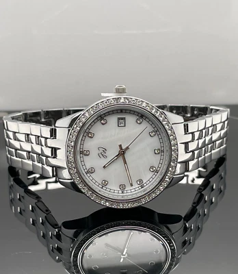 EXCLUSIVE DAMEN QUARZ UHR 2 IN 1  + KRISTALL+ PERLMUTT ZIFFERBLATT SCHMUCKJAGD - Bild 1 von 4