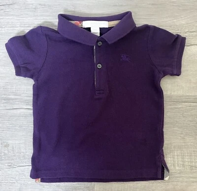 Burberry Children Youth Kids Boys Purple Polo Shirt Top Designer Sz 12 Months - Image 1 of 4