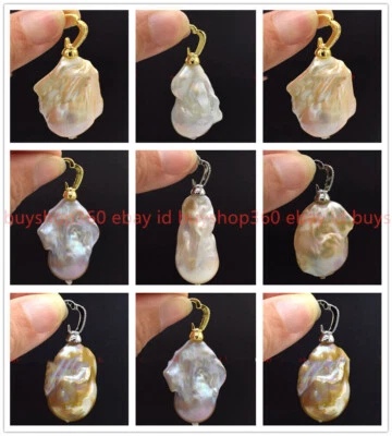 Enorme colgante de perlas barrocas Keshi blancas naturales reales de 15x20 mm  Foto 1 de 4