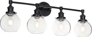 XiNBEi Lighting Vanity Light, 4 Light BLACK Wall Light with Glass XB-W1256-4-MB - Picture 1 of 8