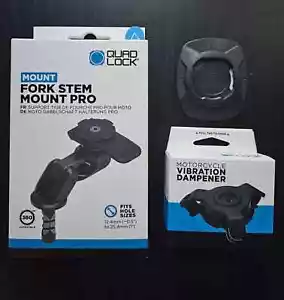 Quad Lock Motorcycle Fork Stem Mount PRO + Vibration Dampener + Adaptor - Picture 1 of 1