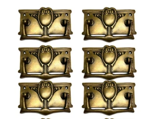 6 heavy DECO handles door brass furniture antiques age old style pull A10 large - Picture 1 of 7