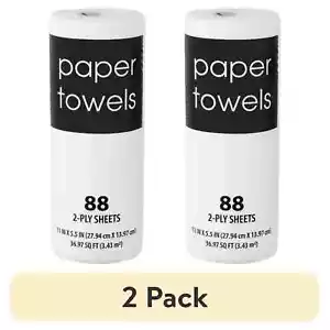 ✅(2 pack) Black and White, 2-Ply Paper Towels, 88 Sheets - Picture 1 of 4