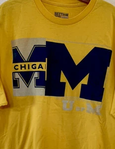 University of Michigan Majestic Section 101 T Shirt Sz XL Yellow Wolverines - Picture 1 of 6