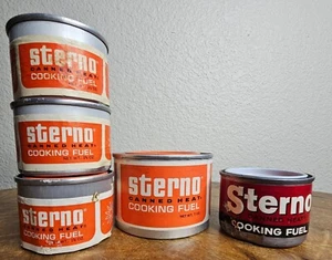 VTG Sterno Canned Heat Cooking Fuel Paper Label Lot of 5 NEW OLD STOCK - Picture 1 of 7