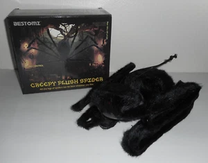 CREEPY PLUSH SPIDER Black Hair Red Eyes Giant Halloween Decor Sound Control New - Picture 1 of 11