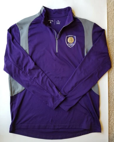 Rare Purple & Gray Orlando City Soccer Club SC MLS Dri-Fit Zip-up XL Sweatshirt Cover