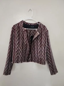 Driftwood Sundance blazer aperto in misto lana tweed con spalline - Foto 1 di 6