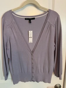 NEU MIT ETIKETT WHITE HOUSE BLACK MARKT STRICKJACKE LILA V-AUSSCHNITT - GRÖSSE LARGE - Bild 1 von 6