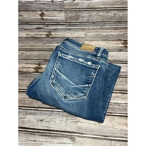 BKE Stella Bootcut Jeans Distressed Raw Hem Medium Wash Denim Size 29x31 - Picture 1 of 8