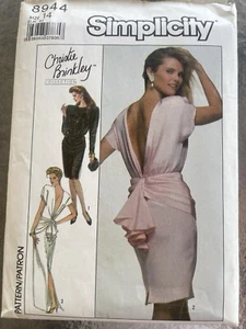Vintage Simplicity Pattern 80's V Back Cascade Party Dress #8944 UNCUT Size 14 - Picture 1 of 2