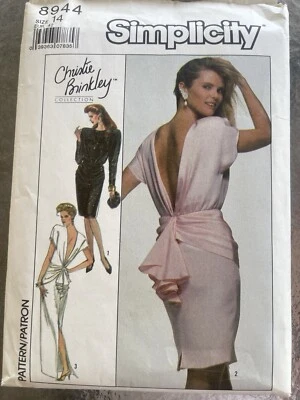 Vintage Simplicity Pattern 80's V Back Cascade Party Dress #8944 UNCUT Size 14 - Image 1 of 2