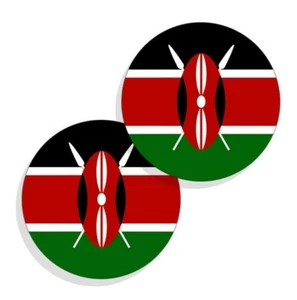Kenya Flag Stickers Flag Decals Vinyl Round Indoor Outdoor Circles 4 pack - Picture 1 of 4