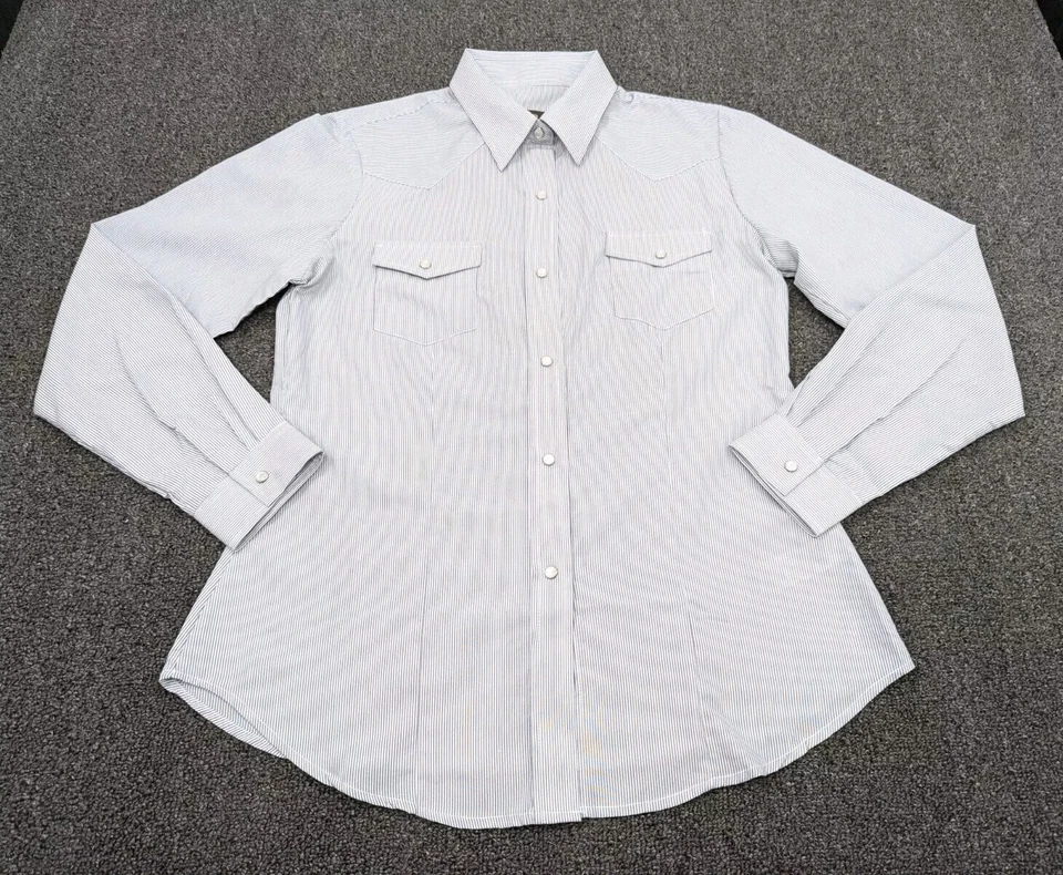 Camisa De Colección Roper Western Pearl Botón a Presión Rayas Azul Blanco Talla LS Med Foto 1 de 4
