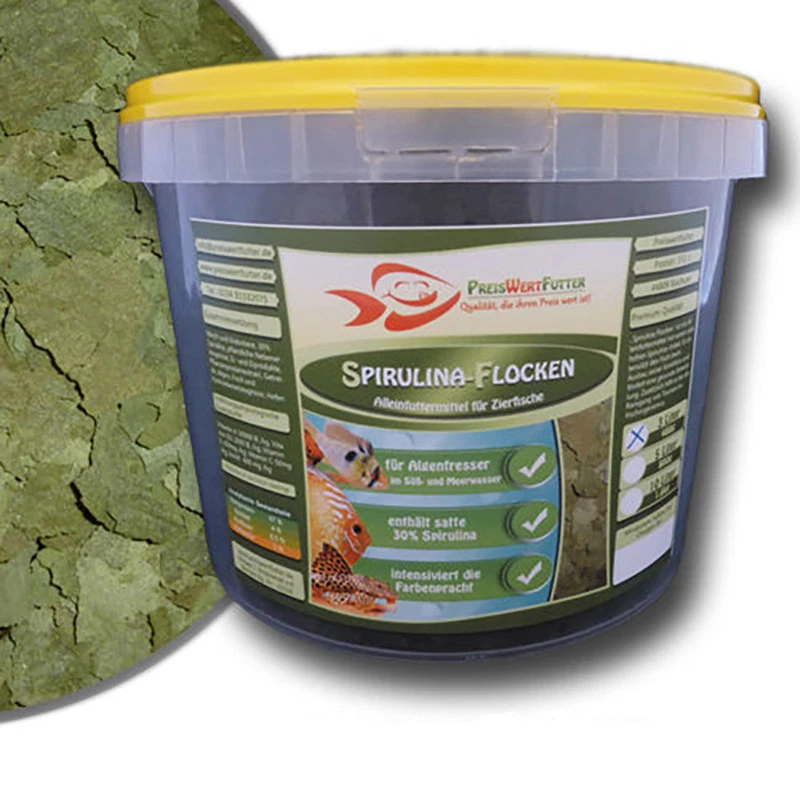 Spirulina 30% Flocken 3 Liter Eimer 480 g Algen Futter Zierfischfutter Aquarium - Bild 1 von 1