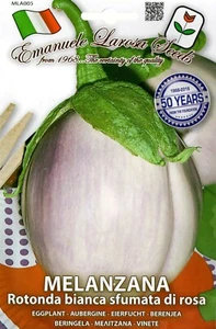 300 Semi / Seeds MELANZANA Rotonda Bianca Sfumata di Rosa - Foto 1 di 1