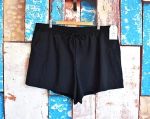 Time And Tru Damenshorts mit Innentaschen & Kordelzug Taille 3X schwarz NEU - Bild 1 von 8