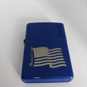 Zippo Lighter Royal Blue Matte w/ USA flag Vintage Limited Edition Rare Genuine - Picture 1 of 10