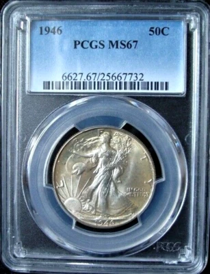 1946 Walking Liberty 50c Silver Half Dollar PCGS MS 67 PCGS Certified 25667732 - Image 1 of 2