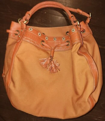 Cole Haan Cordón Nylon con Borde de Cuero Cartera Naranja Bolso Kaylanylón SU06 Foto 1 de 4