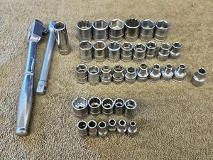 38 Williams BM Sockets Ratchet Set 1/4 3/8" Drive Metric 19 18 17 15 14 12 10mm - Picture 1 of 24