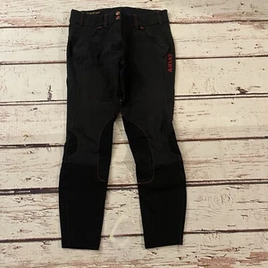Ariat Womens 28L Suede Leather Trim Equestrian Horse Riding Breeches Pants Black - Picture 1 of 12