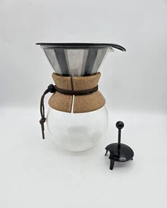 Bodum Pour Over Glass Coffee Carafe / With Cork Collar & FILTER & Lid 8.5" H - Picture 1 of 9
