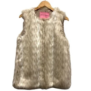 Betsey Johnson Snow Leopard Faux Fur Cream Vest Size - M - Picture 1 of 6