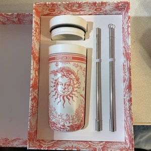 Christian Dior Travel Tumbler Set Sun Moon Includes 2 straws 17cm New Japan - Picture 1 of 12