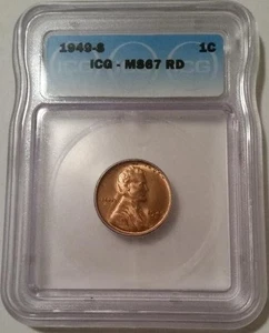 1949 S Lincoln Wheat Cent MS67 RED ICG - Picture 1 of 4