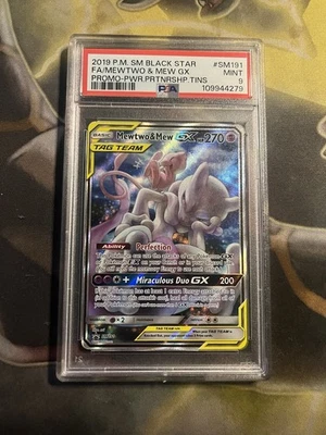 Mewtwo & Mew GX SM191 Sm Holo PSA 9 - Image 1 of 2