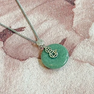 Certified Green Jade & Sterling Silver Agogo Pendant Necklace - Picture 1 of 4