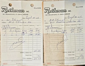 Rothman Inc 1950's paper invoices set of two for Sunbeam products - Picture 1 of 2