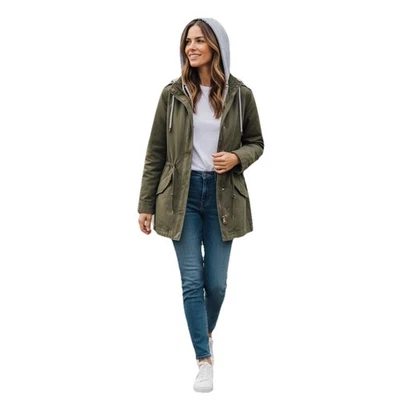 Jaqueta FOREVER 21+ feminina XL verde oliva utilitária/celeiro streetwear Parka. - Imagem 1 de 4