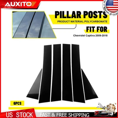 Para Chevrolet Captiva 2009-2018 Negro Brillante 6 Piezas Ventana Pilar Poste Cubierta Borde Foto 1 de 4