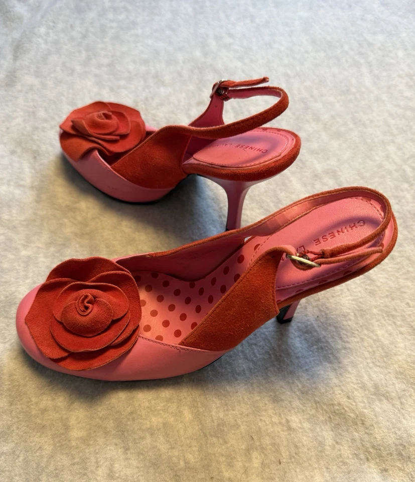 Chinese Laundry Gorgeous Think Pink & Red Roses Heels Shoes Sz 6. Rare find! - Image 1 of 4