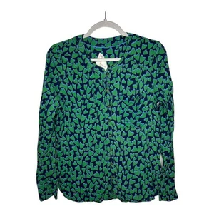 Anthropologie Top Womens 10 Green Heart Blouse Button Up 30 Of 52 Conversations - Picture 1 of 16
