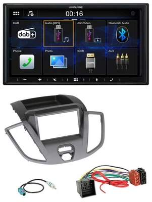 Alpine Bluetooth 2DIN MP3 DAB USB Autoradio für Ford Transit 2018-2019 schwarz - Bild 1 von 4