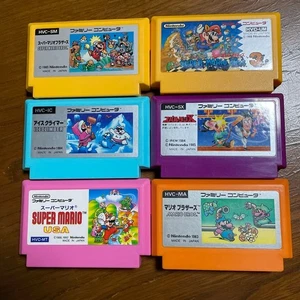Famicom 6 cartuchos Mario 1 3 EE. UU. bro Ice Climber Spartan FC Nintendo probado - Imagen 1 de 3