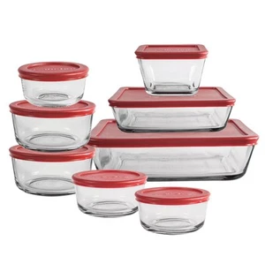 16 Piece Glass Storage Containers with Lids (8 Glass Food Storage Containers ... - Picture 1 of 4
