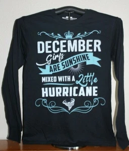 DECEMBER girls- SUNSHINE MIXED w/ A Little HURRICANE Long Sleeve T-Shirt Sml Blk - Picture 1 of 4